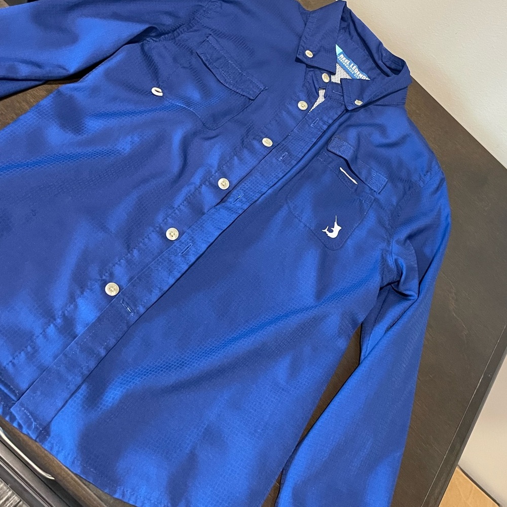 New! Reel Legends - Boys Button Down Long Sleeve Shirt - Size: 5 / Color: Blue - Picture 2 of 2